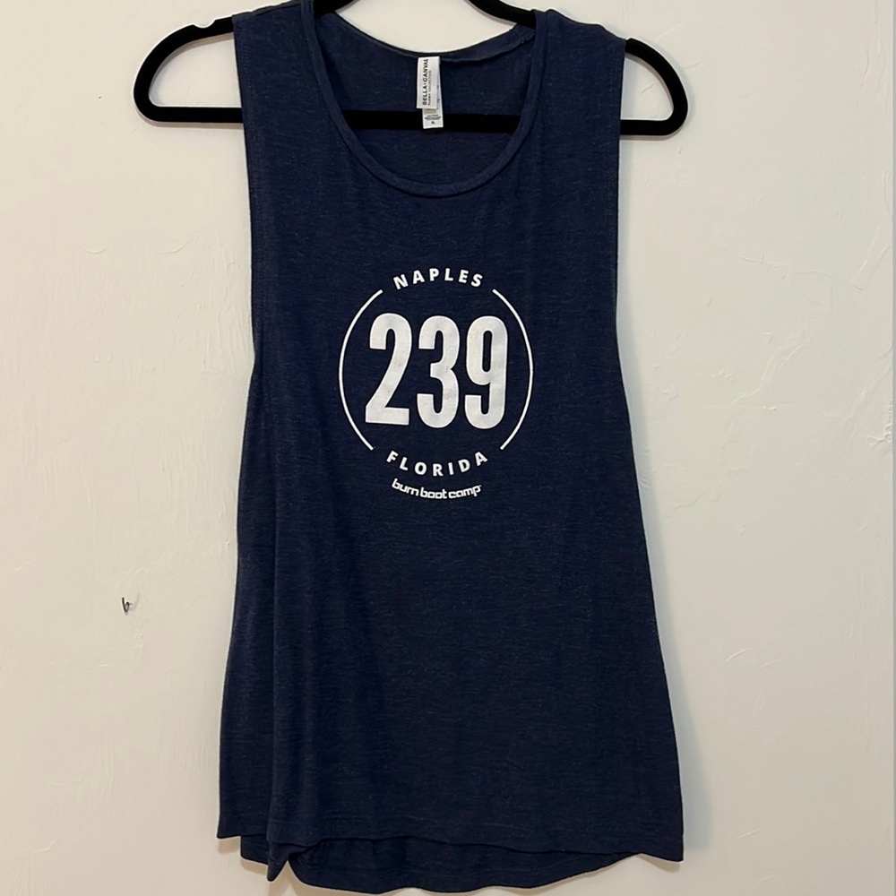 Burn Boot Camp Navy Blue Tank Location Tee